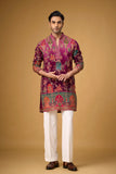 Regal Magenta Heritage Embroidered Kurta Set