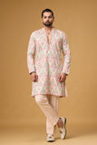Blush Ivory Floral Garden Kurta Set for Men | Mahavir NX
