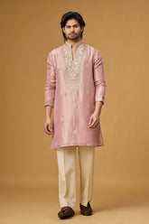 Blush Rose Floral Embroidered Kurta Set for Men | Mahavir NX