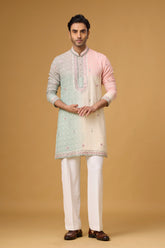 Ivory Blush Diamond Motif Kurta Set for Men | Mahavir NX