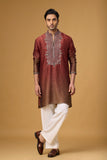 Burgundy Floral Panel Kurta for Men – Wedding Ethnic Wear | Mahavir NX