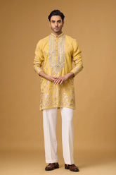 Golden Sunburst Embroidered Kurta Set for Men | Mahavir NX