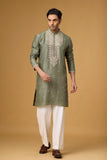 Olive Heritage Embroidered Kurta Set