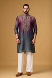 Royal Plum Ombre Embroidered Kurta Set