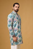 Azure Bloom Printed Jacquard Kurta Set