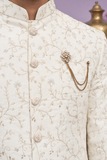Royal Ivory Cream Embroidered Wedding Indo Western