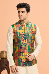Royal Heritage Multicolor Printed Wedding Koti for Men