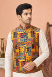 Heritage Gold Mosaic Printed Wedding Koti for Men