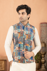 Royal Sapphire Heritage Printed Wedding Koti for Men