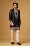 Black Heritage Goldwork Embroidered Kurta Set