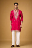 Ruby Magenta Heritage Embroidered Kurta Set