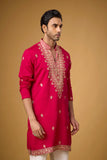 Ruby Magenta Heritage Embroidered Kurta Set