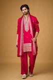 Royal Fuchsia Embroidered Kurta Set with Stole
