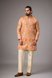 Peach Gold Artisanal Embroidered Kurta Set