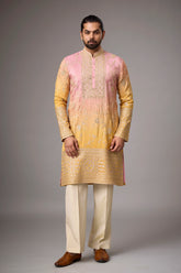Blush Gold Heritage Embroidered Kurta Set for Men | Mahavir NX