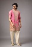 Rose Pink Heritage Story Embroidered Kurta Set for Men | Mahavir NX