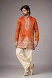 Burnt Orange Regal Brocade Kurta Set