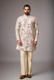 Champagne Floral Embroidered Kurta Set