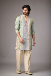 Mint Sage Heritage Embroidered Kurta Set for Men | Mahavir NX