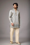 Ivory Geometric Heritage Embroidered Kurta Set