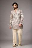 Champagne Geometric Heritage Embroidered Kurta Set