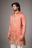 Coral Peach Regal Embroidered Kurta Set