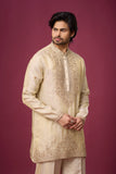 Champagne Gold Heritage Embroidered Kurta Set
