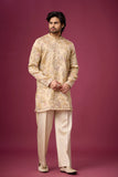 Champagne Beige Floral Elegance Kurta Set