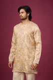 Champagne Beige Floral Elegance Kurta Set