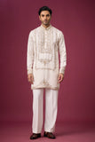 Ivory Regal Panel Embroidered Kurta Set for Men | Mahavir NX