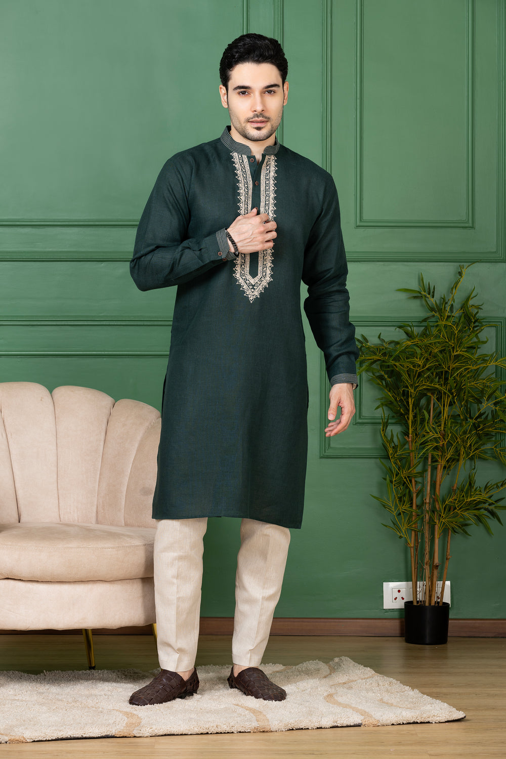 Buy linen wedding kurta