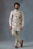men embroidered nehru jacket set