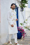 White Kurta Jacket Set Men