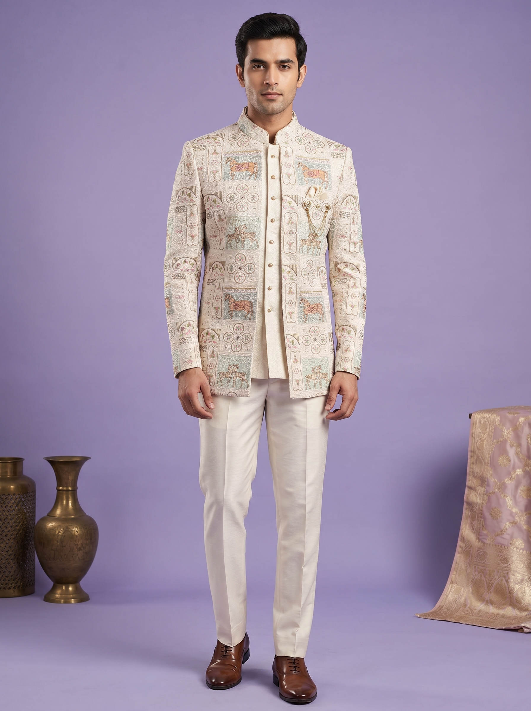 Heritage Ivory Indo Western Set