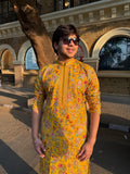 men yellow kurta set