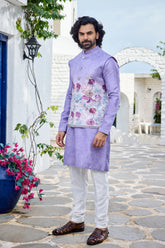 Men Floral Jacket Kurta Set