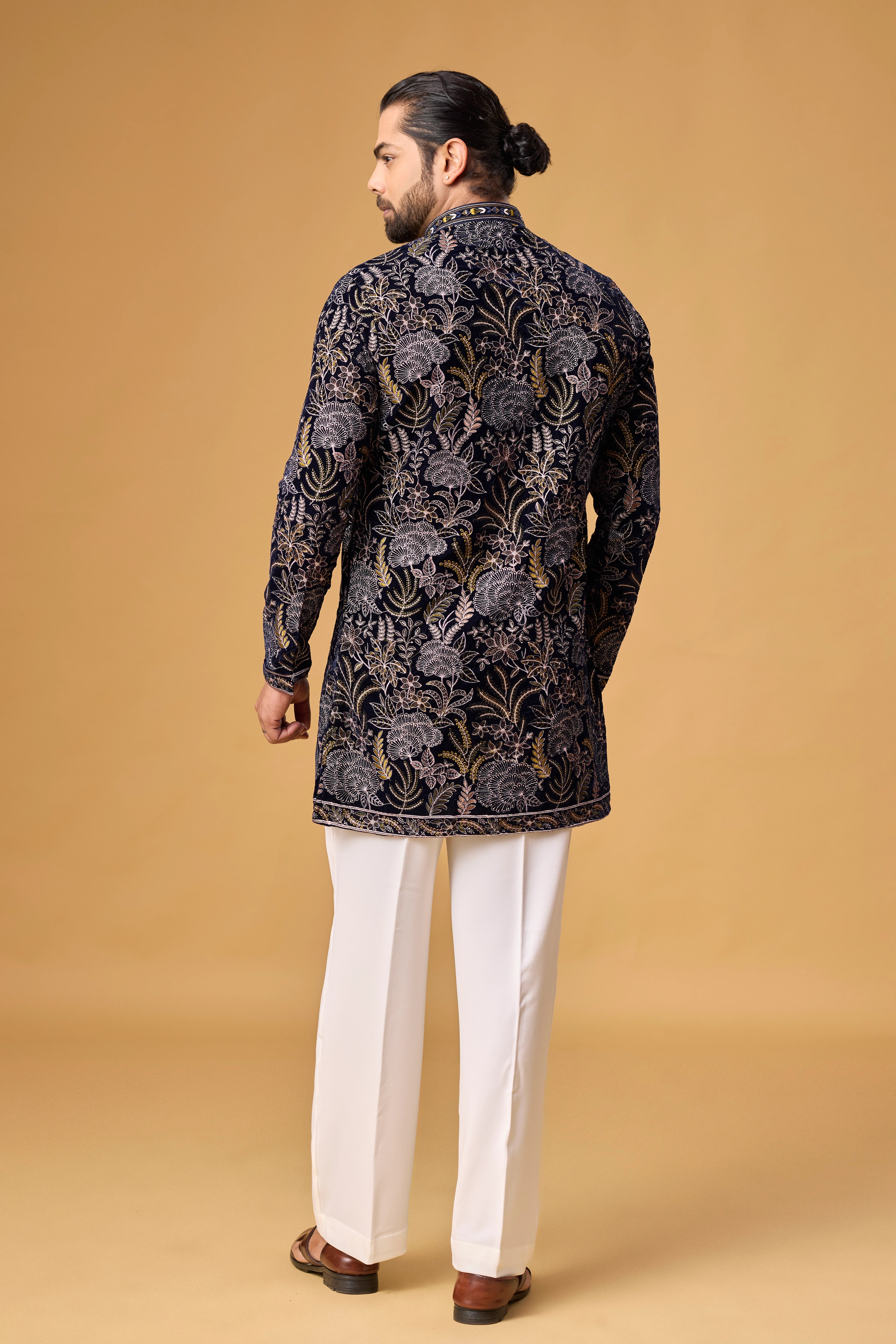 Midnight NAVY Blue Floral Embroidered Kurta Set