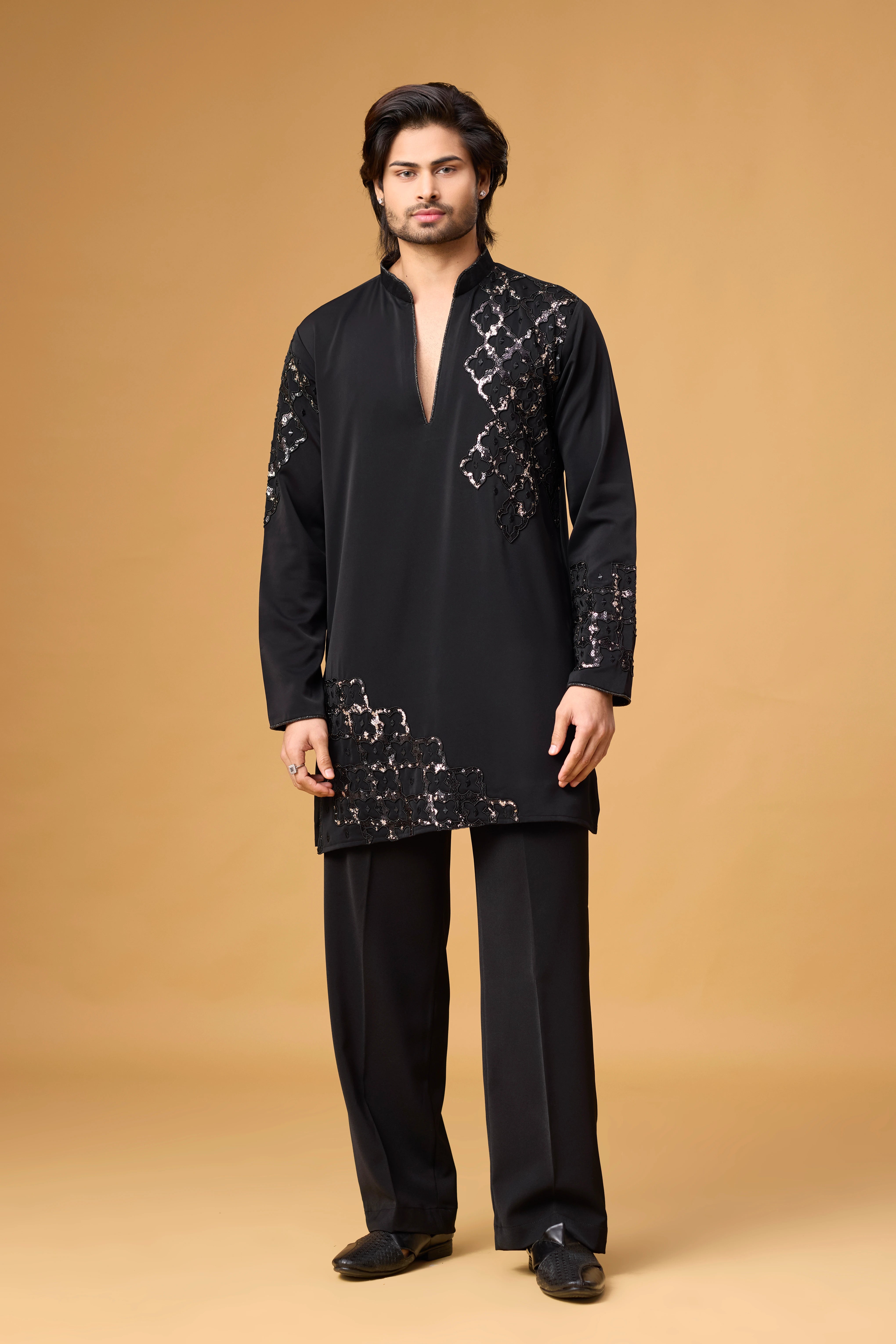 Obsidian Black Intricate Embroidered Kurta Set
