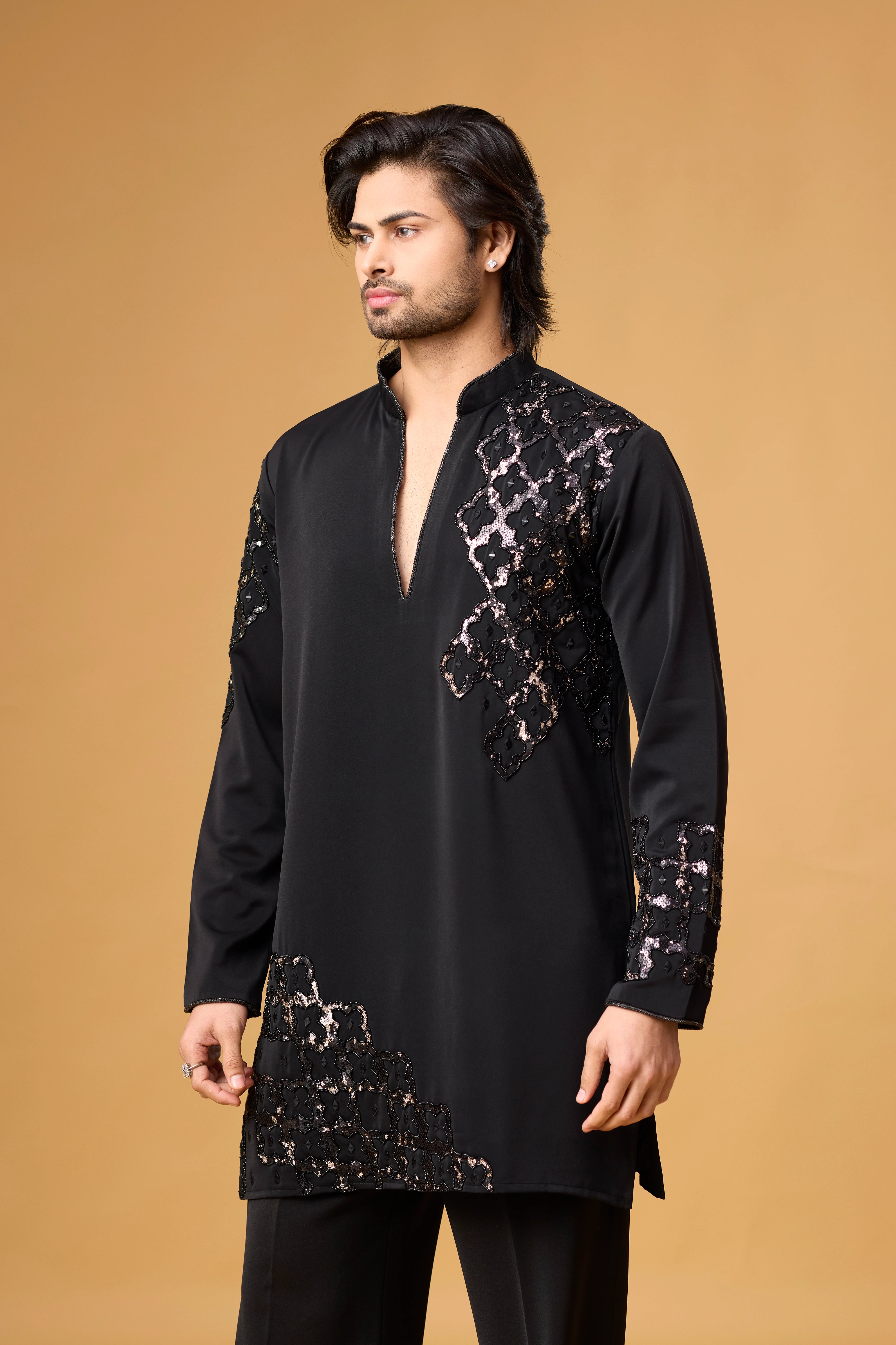 Obsidian Black Intricate Embroidered Kurta Set