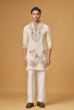 Off White Floral Heritage Embroidered Kurta Set