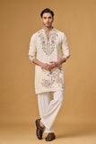 Off White Floral Heritage Embroidered Kurta Set