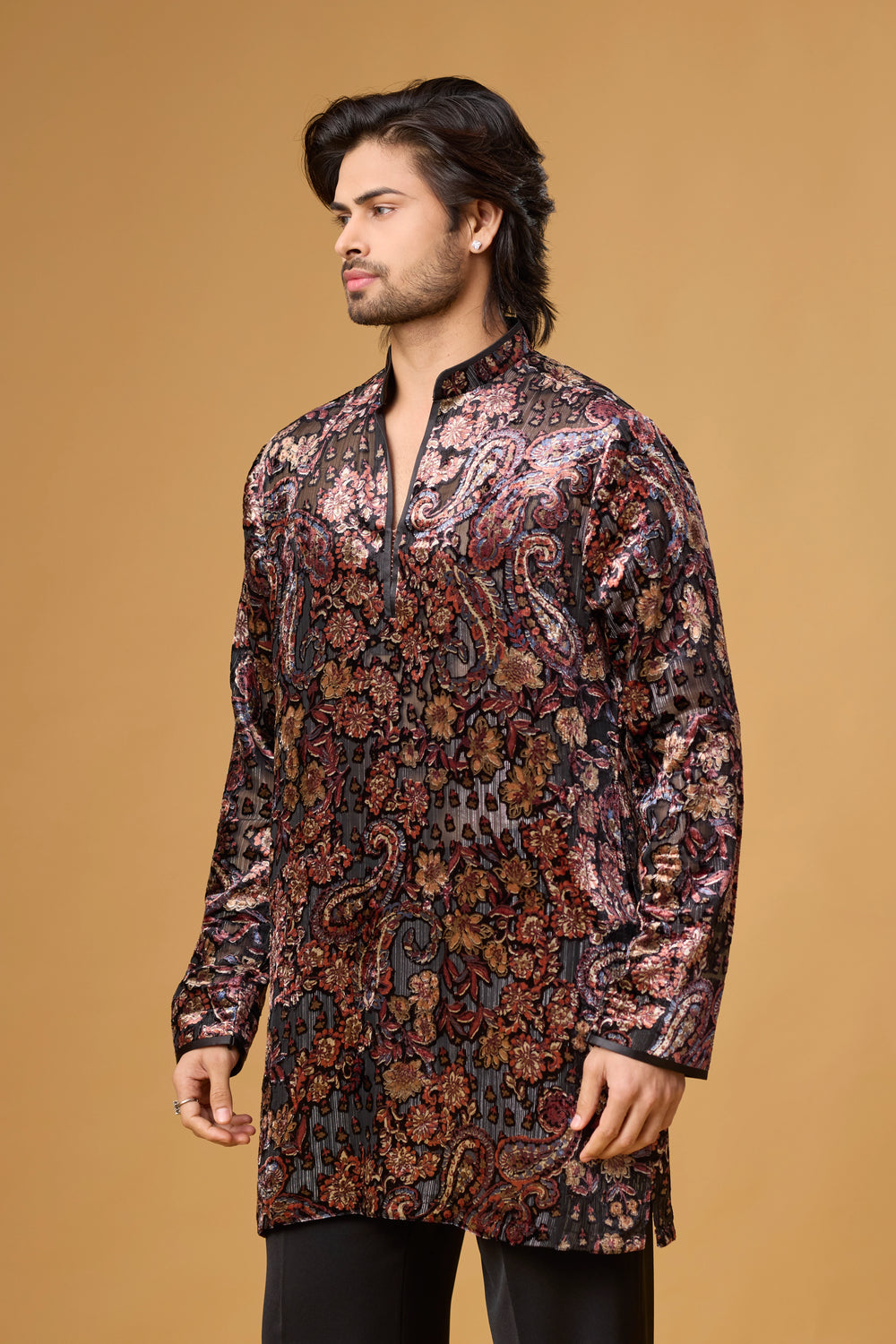 Designer Printed Kurta for Men – Front View | Mahavir NX