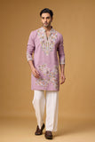 Lavender Heritage Floral Embroidered Kurta Set