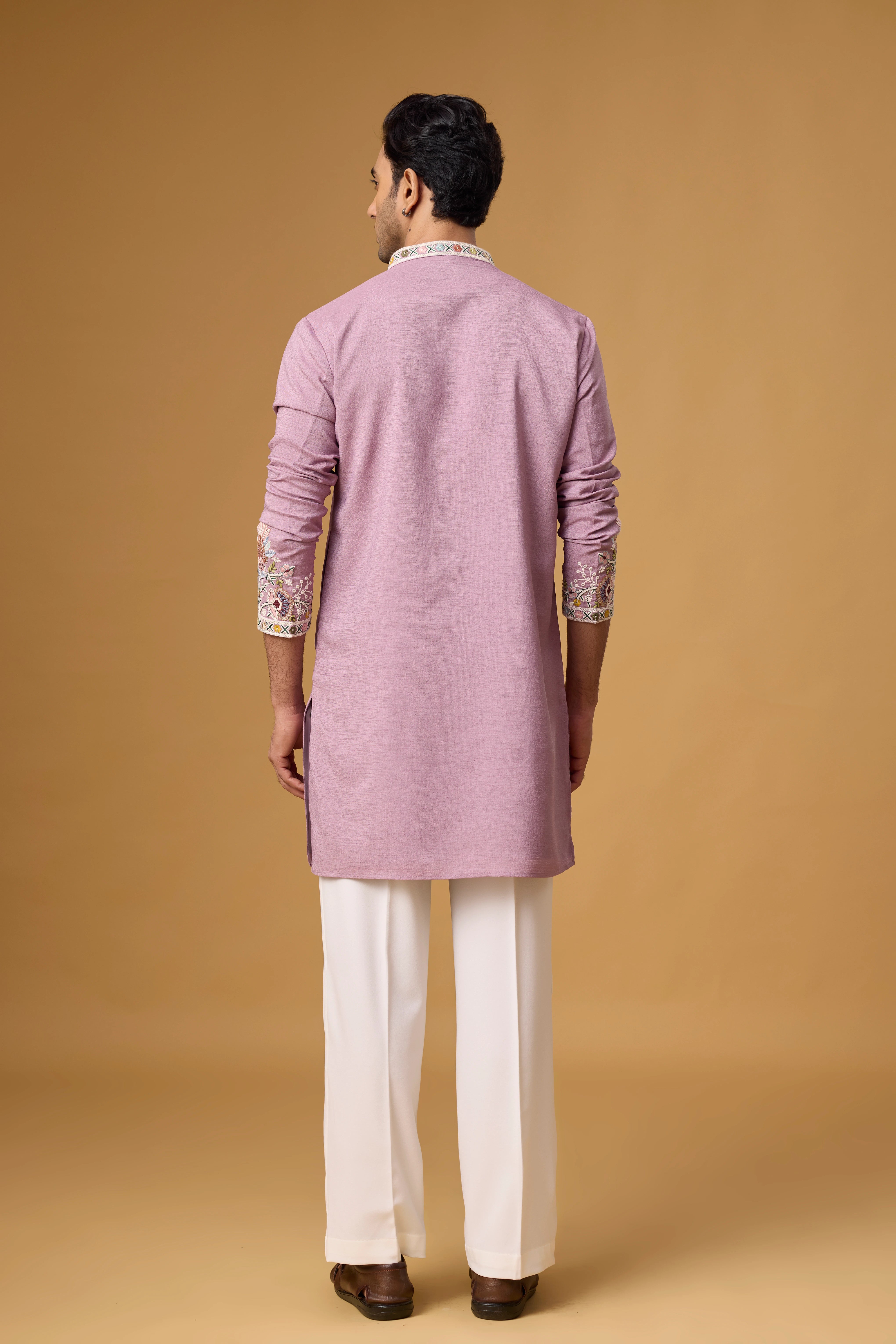 Lavender Heritage Floral Embroidered Kurta Set