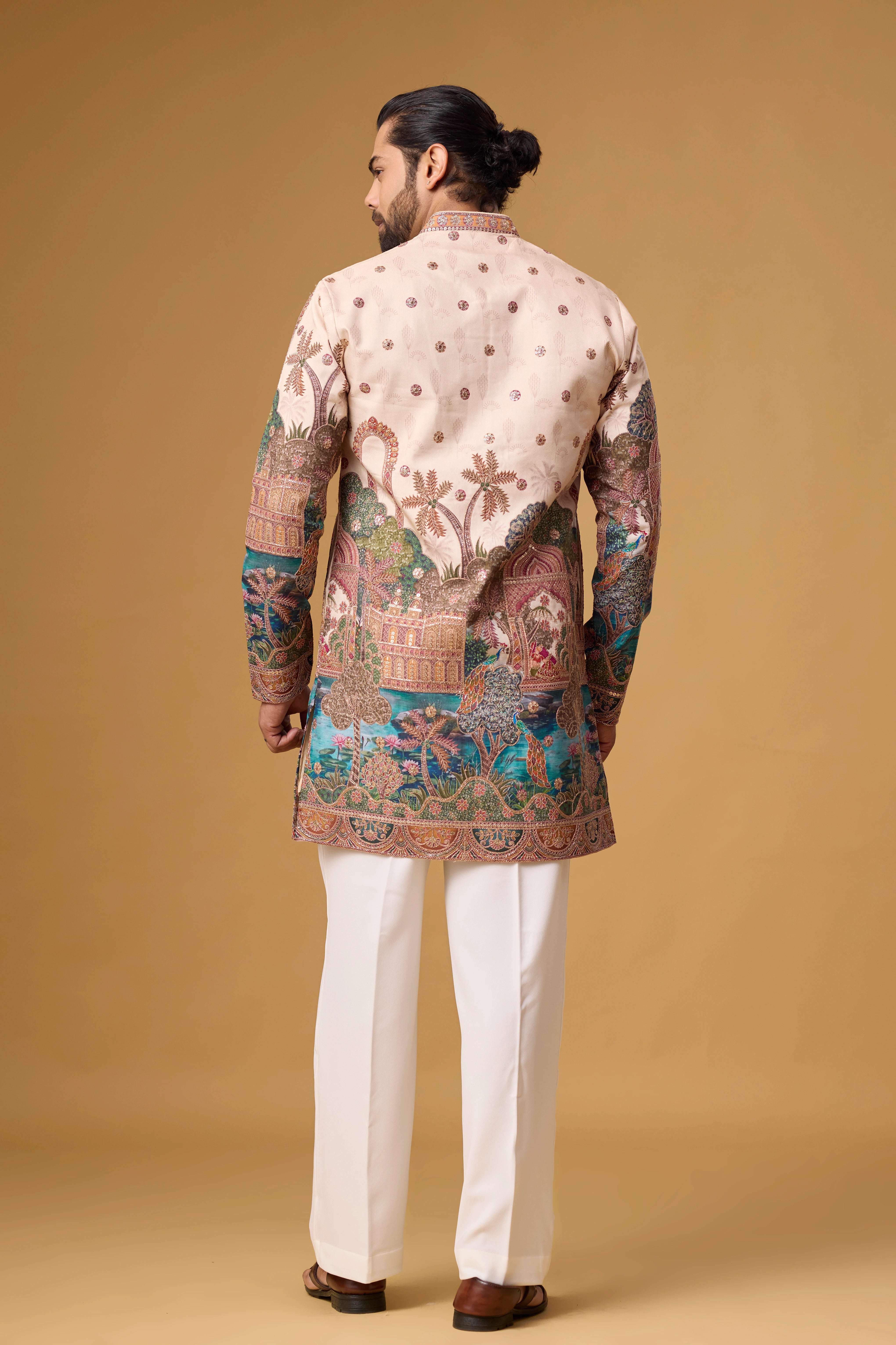 Cream Heritage Scenic Art Kurta Set