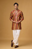 Rustic Copper Striped Heritage Kurta Set