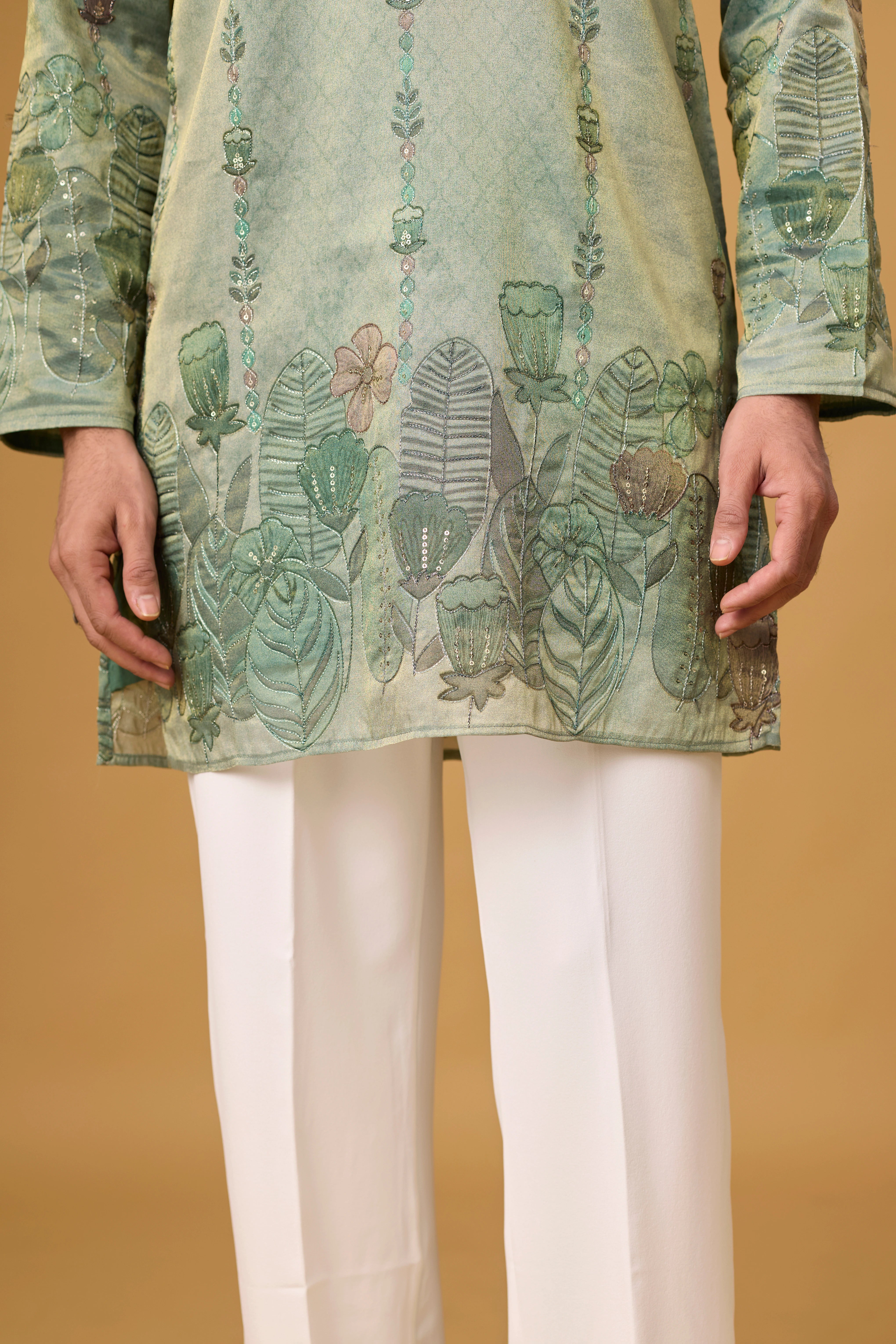Sage Mist Botanical Embroidered Kurta Set