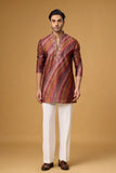 Burgundy Copper Striped Heritage Kurta Set