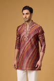 Burgundy Copper Striped Heritage Kurta Set