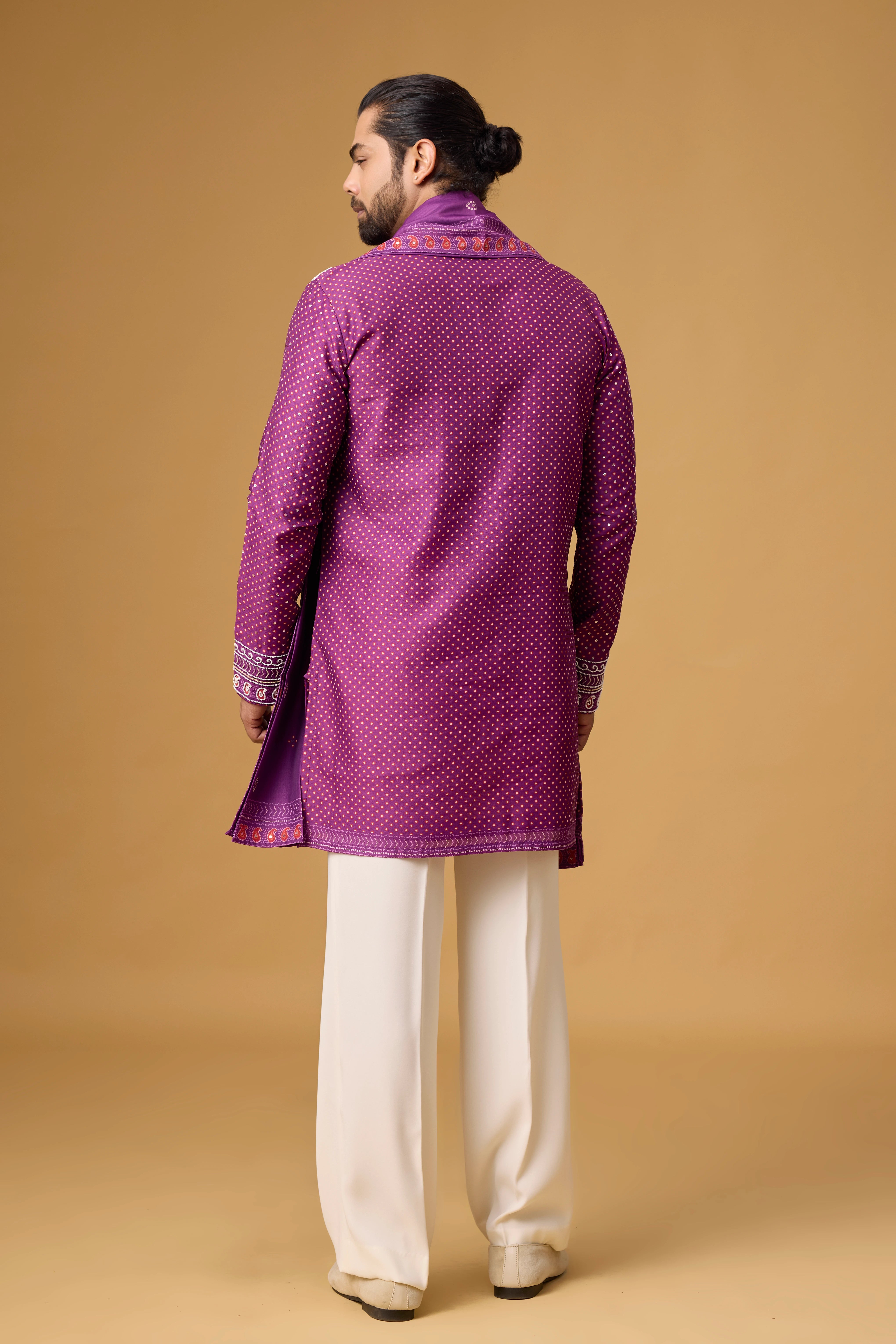 Royal Plum Printed Kurta with Heritage Stole
